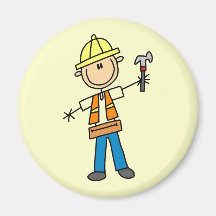 Construction Worker with Hammer Fridge Magnets