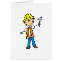 Construction Worker with Hammer Greeting Cards