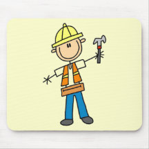 Construction Worker with Hammer Mousepad