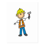 Construction Worker with Hammer Post Card