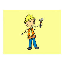 Construction Worker with Hammer Postcard