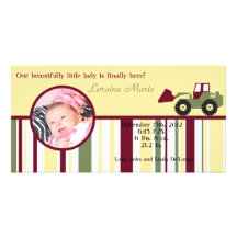 Construction Zone Photo Birth Announcement Photo Card Template