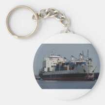 Container ship arriving at Tilbury docks, England Key Chains