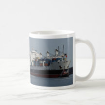 Container ship arriving at Tilbury docks, England Mug