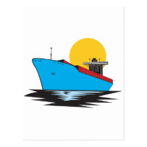 Container Ship Cargo Boat Retro Postcards