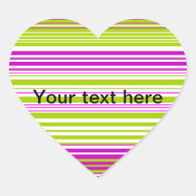 Contemporary green white and pink stripes heart sticker