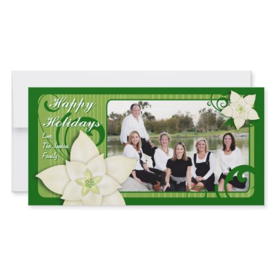 Contemporary Holiday Poinsettia Photo Greeting Card by NicChic