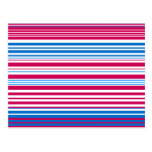 Contemporary light blue pink and white stripes post cards
