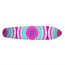 Contemporary pink and baby blue circles custom skateboard