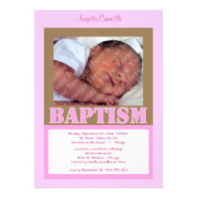 Contemporary Pink Baptism Invitation For Baby Girl