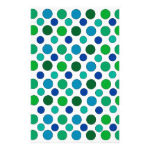 Contemporary Polka Dot Pattern in Blues and Greens Custom Stationery