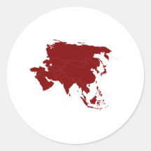 Continent of Asia Round Sticker
