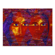 Conundrum III - Abstract Purple & Orange Goddess Postcard