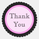 Cookie Cut Black Hot Pink Thank You Stickers