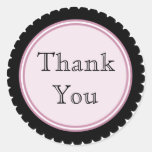 Cookie Cut Black Pink Thank You Stickers