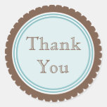 Cookie Cut Chocolate Aqua Thank You Stickers