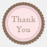 Cookie Cut Chocolate Pink Thank You Stickers