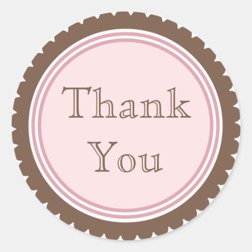 Cookie Cut Chocolate Pink Thank You Stickers