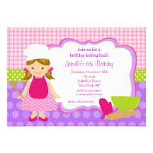 Cooking Baking Birthday Party Invitations