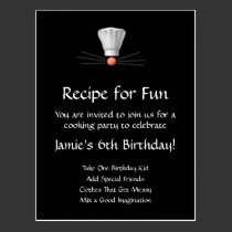 Cooking Party Template: Black and White postcards