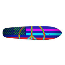 Cool American Flag and Peace Sign Board Custom Skateboard