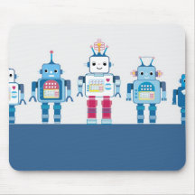 Cool Blue and Red Robots Novelty Gifts Mousepad