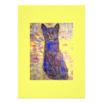 cool blue cat invitations