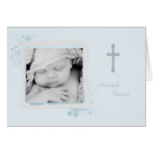 Cool Blue Photo Thank You/Invitation Card
