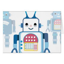 Cool Blue Robot Gifts Novelties Card