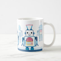 Cool Blue Robot Gifts Novelties Coffee Mugs