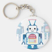 Cool Blue Robot Gifts Novelties Keychain