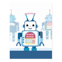 Cool Blue Robot Gifts Novelties Postcards