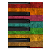 Cool colourful antique grunge effect piano post card