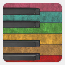 Cool colourful antique grunge effect piano square stickers