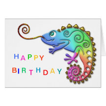 Cool Colourful Chameleon Birthday Card