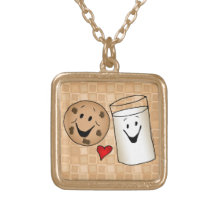 Cool Cookies and Milk Friends Cartoon Personalized Necklace