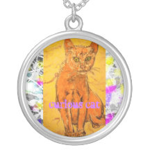 cool curious cat drip(slogan) necklace