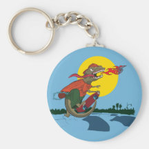 Cool Dinosaur Kid on Skateboard by Rich Patric Keychains