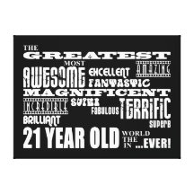 Cool Fun 21st Birthday Party Greatest 21 Year Old Gallery Wrapped Canvas
