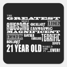 Cool Fun 21st Birthday Party Greatest 21 Year Old Stickers