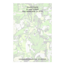 Cool Green Monsters and Zombies Personalized Stationery