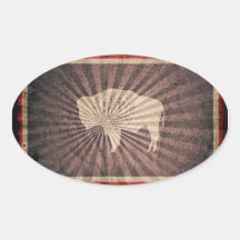 Cool Grunge Wyoming Flag Oval Sticker