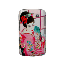 Cool japanese beauty Lady Geisha pink Fan art Blackberry Bold Case