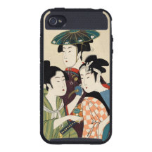 Cool japanese vintage ukiyo-e trio lady geisha art case for iPhone 4