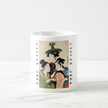 Cool japanese vintage ukiyo-e trio lady geisha art coffee mugs