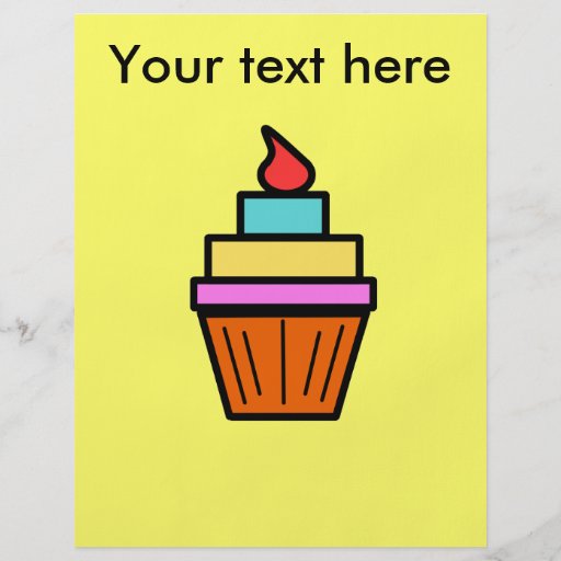 Cool layered cupcake with cherry on yellow full colour flyer