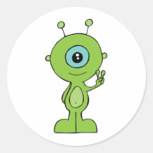 Cool Little Alien Round Sticker