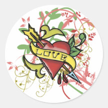Cool Love Tattoo Round Stickers