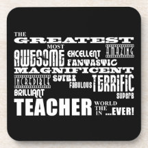 Cool Modern Fun Teachers : Greatest Teacher World Drink Coasters