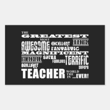 Cool Modern Fun Teachers : Greatest Teacher World Rectangle Stickers